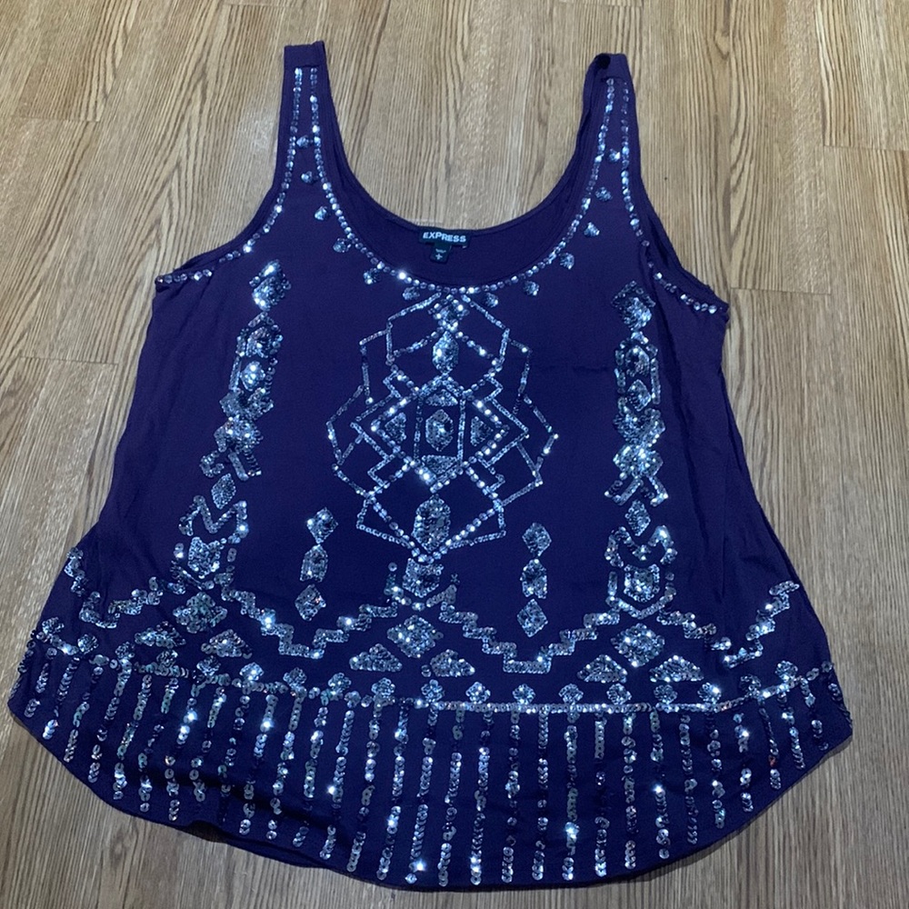 Deep Purple Top from Express with Silver Sequins